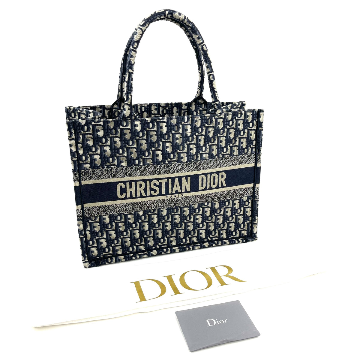 Christian Dior Small Book Tote Oblique Canvas Black/White