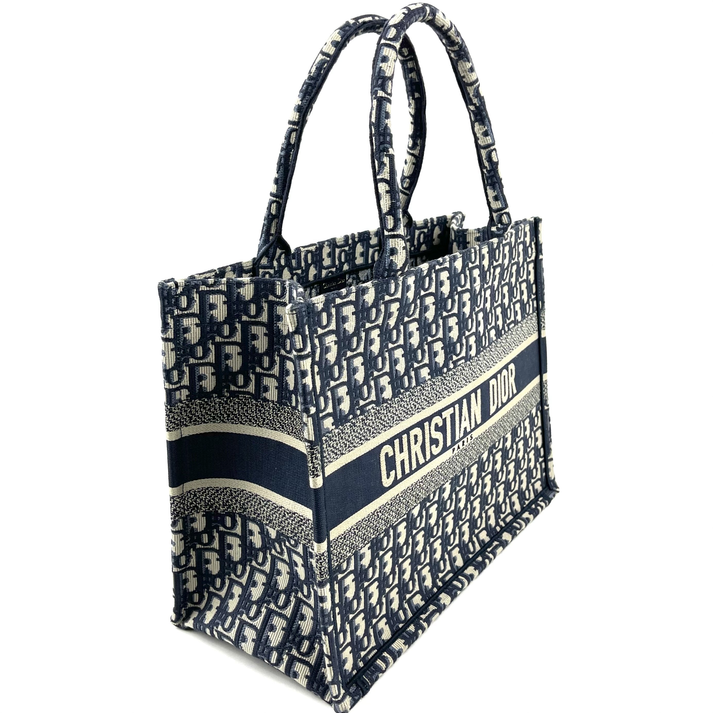 Christian Dior Small Book Tote Oblique Canvas Black/White