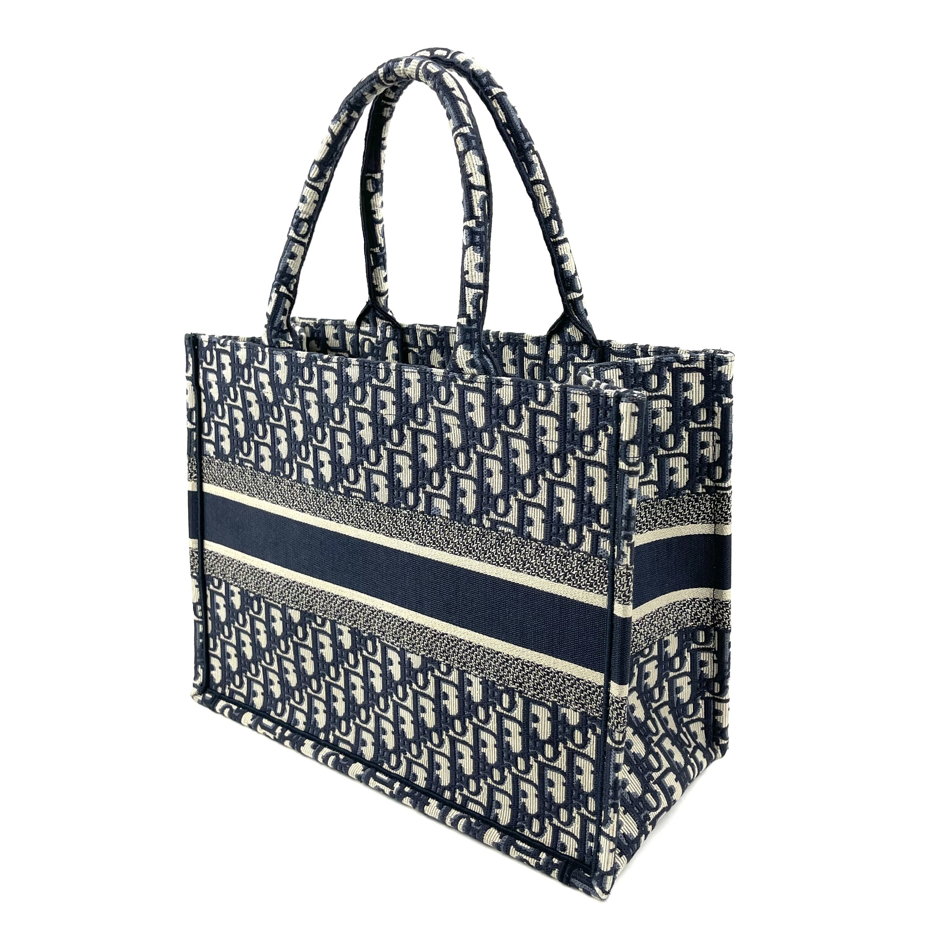Christian Dior Small Book Tote Oblique Canvas Black/White