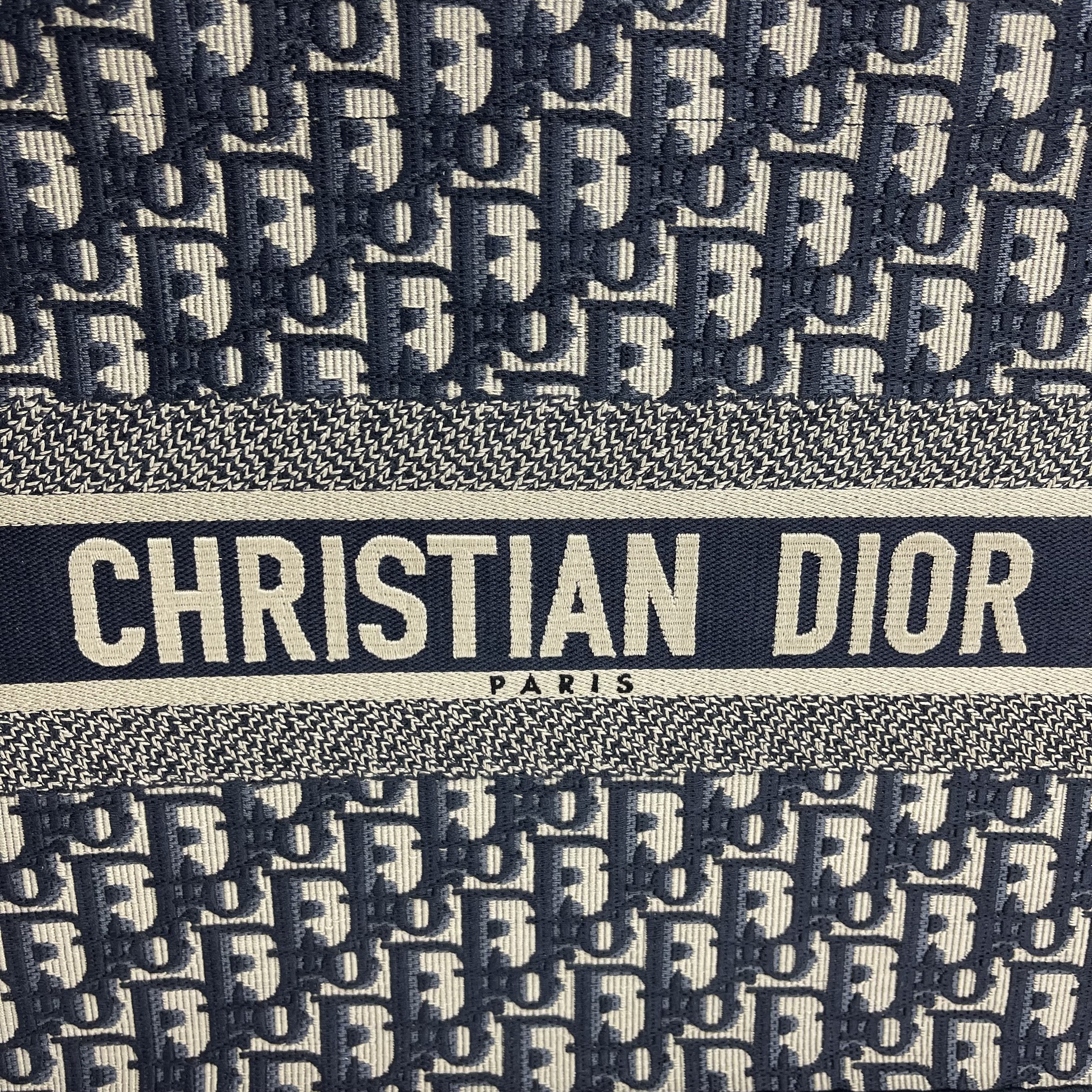 Christian Dior Small Book Tote Oblique Canvas Black/White