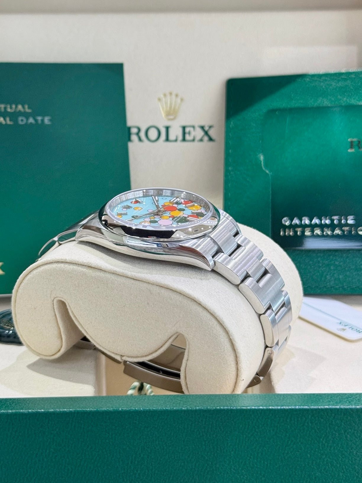Rolex Oyster Perpetual 36 126000 Turquoise Celebration Dial Watch