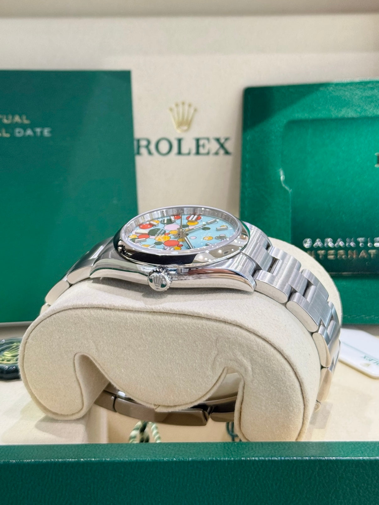 Rolex Oyster Perpetual 36 126000 Turquoise Celebration Dial Watch