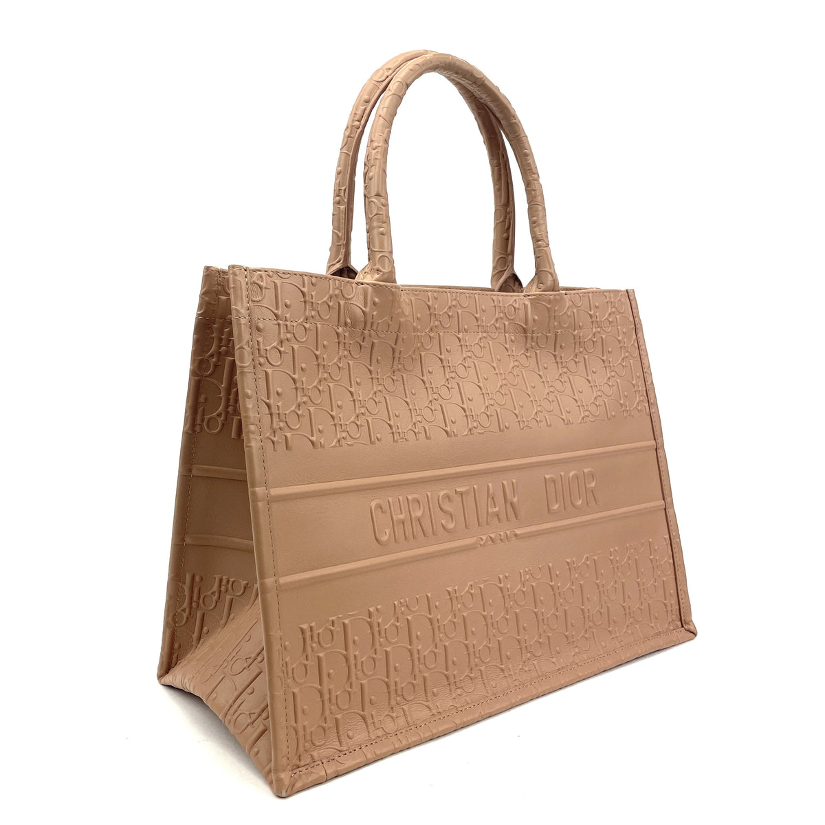 Dior Small Book Tote Beige Embossed Oblique Calfskin Leather