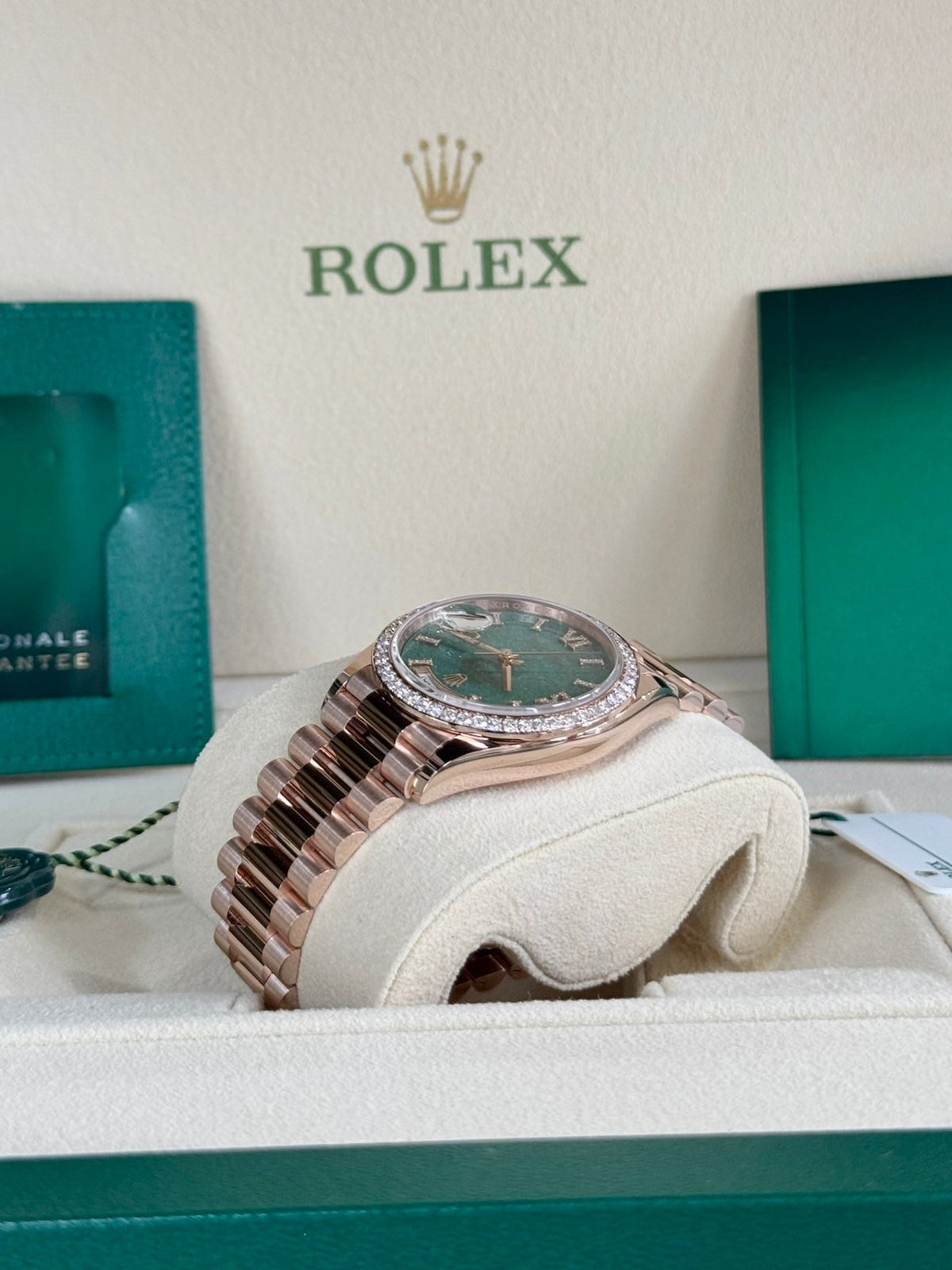 Rolex Day-Date 36 128345RBR Green Aventurine Dial Watch
