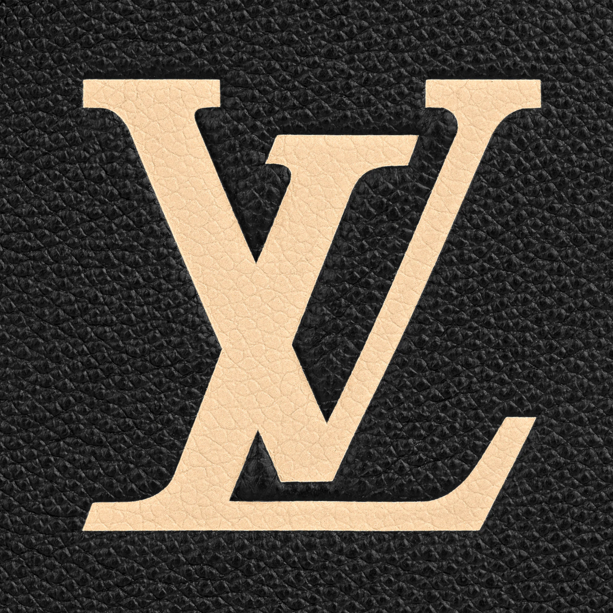 Louis Vuitton Black and Beige Embossed Grained Leather On-the-Go Tote Bag