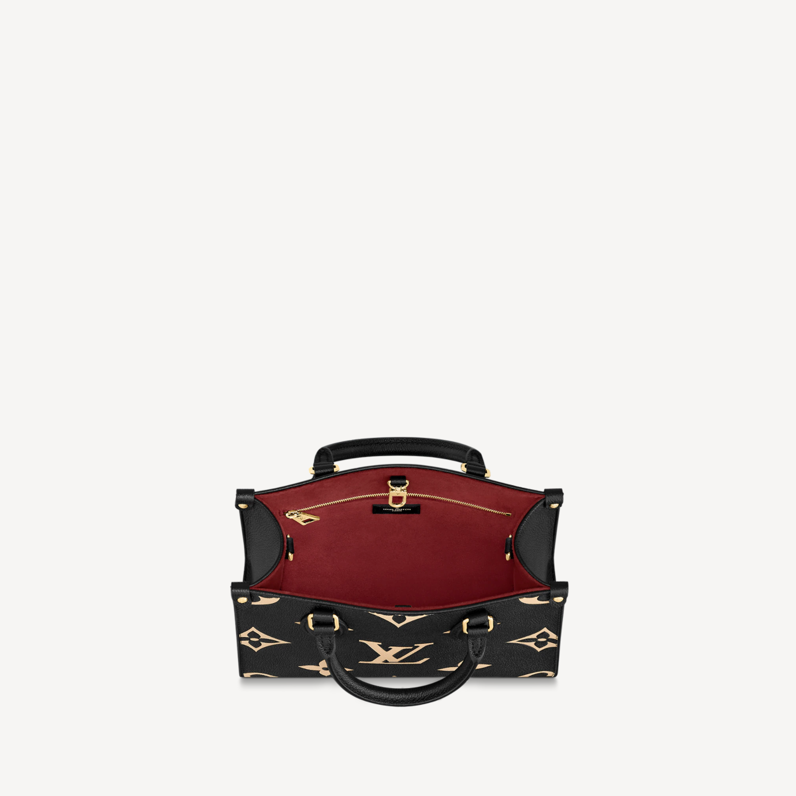 Louis Vuitton Black and Beige Embossed Grained Leather On-the-Go Tote Bag