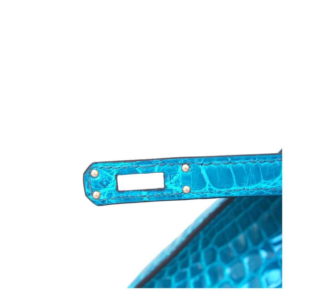 Hermès Alligator Kelly Pochette Mini Bag Blue Izmir