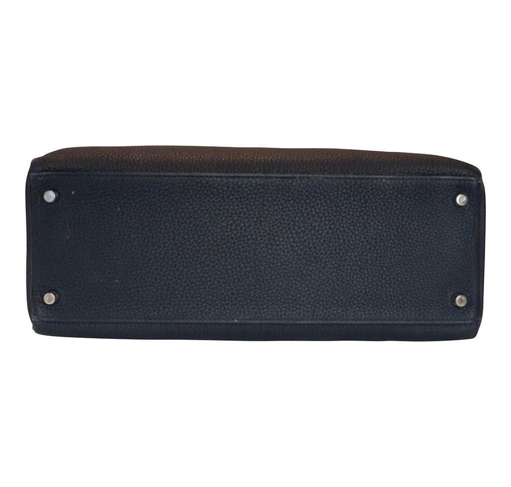 Hermes Kelly Retourne 35 Bleu Nuit Togo Leather Palladium Hardware