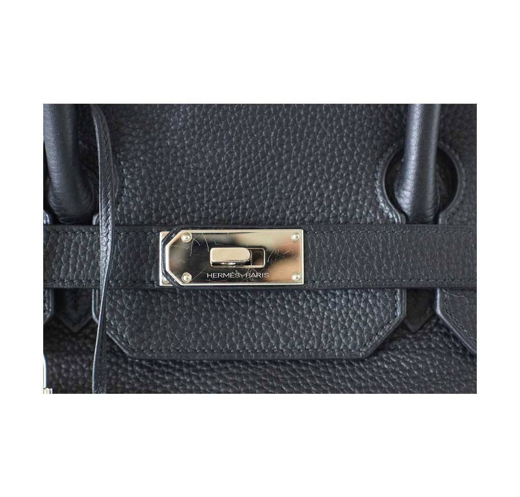 Hermes Birkin JPG Shoulder Bag Black Clemence Leather Palladium Hardware