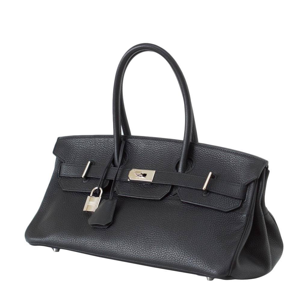 Hermes Birkin JPG Shoulder Bag Black Clemence Leather Palladium Hardware