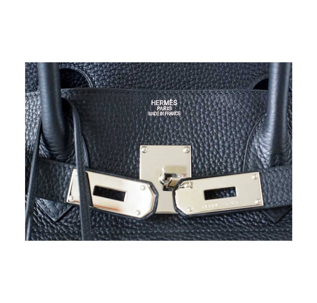 Hermes Birkin JPG Shoulder Bag Black Clemence Leather Palladium Hardware
