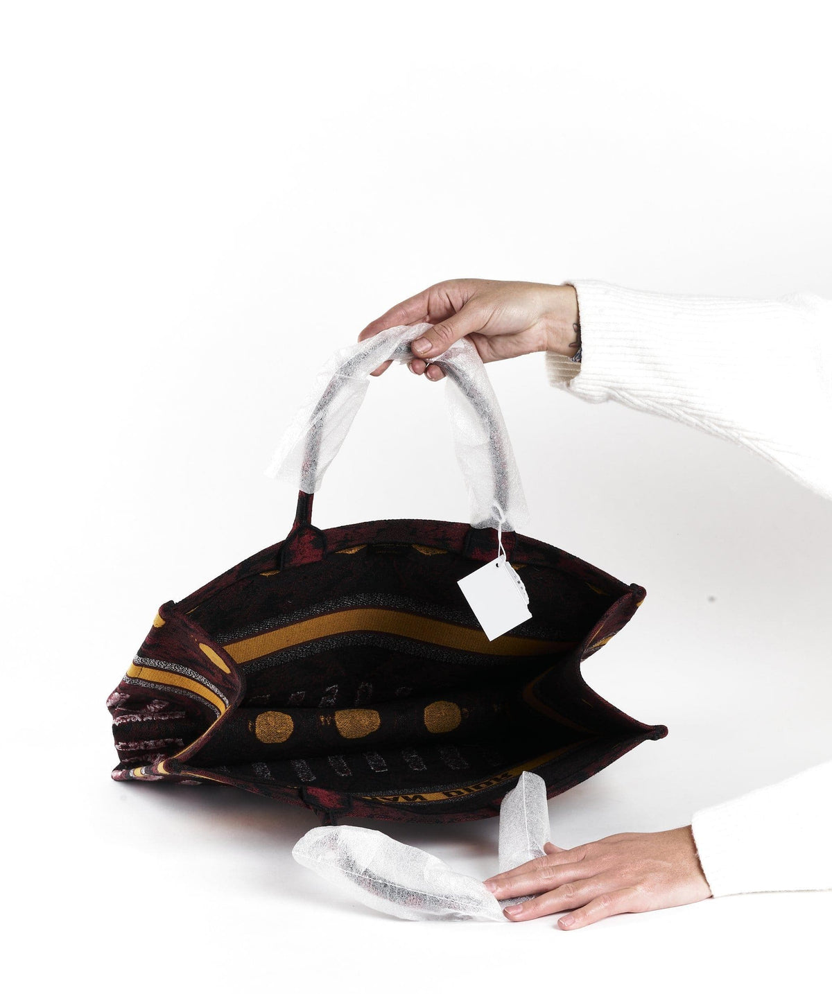 Dior Book Tote Yellow and Burgundy Embroidered Canvas