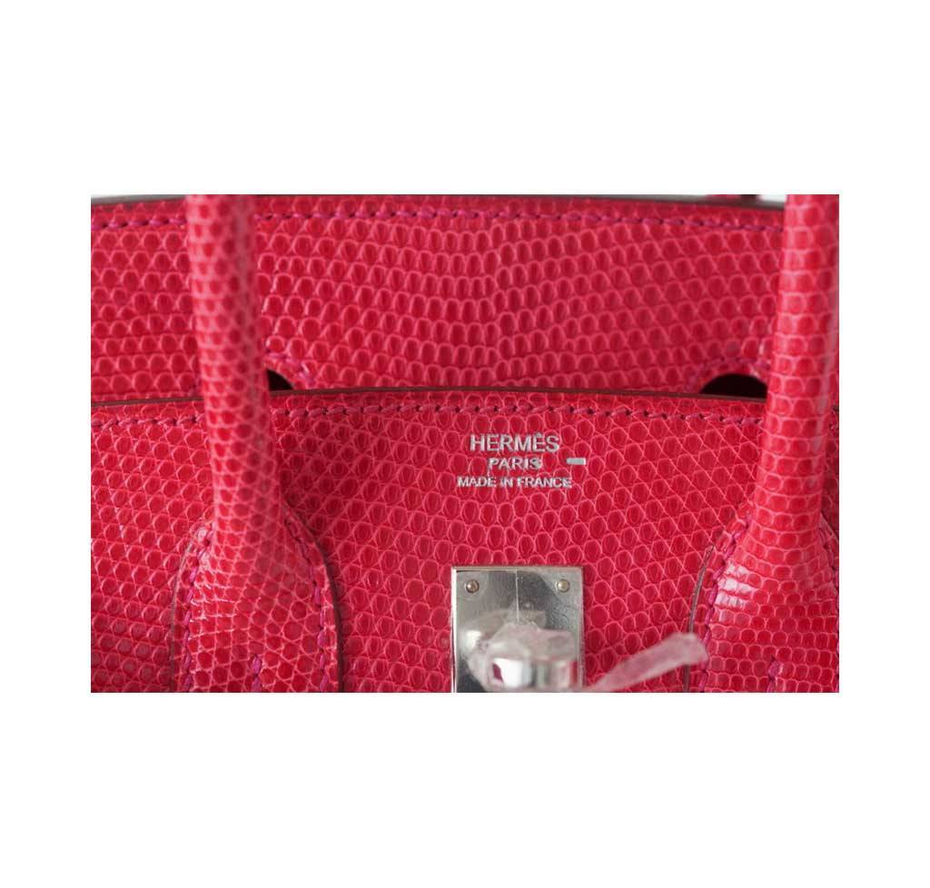 Hermes Birkin 25 Rouge Exotic Lizard Palladium Hardware