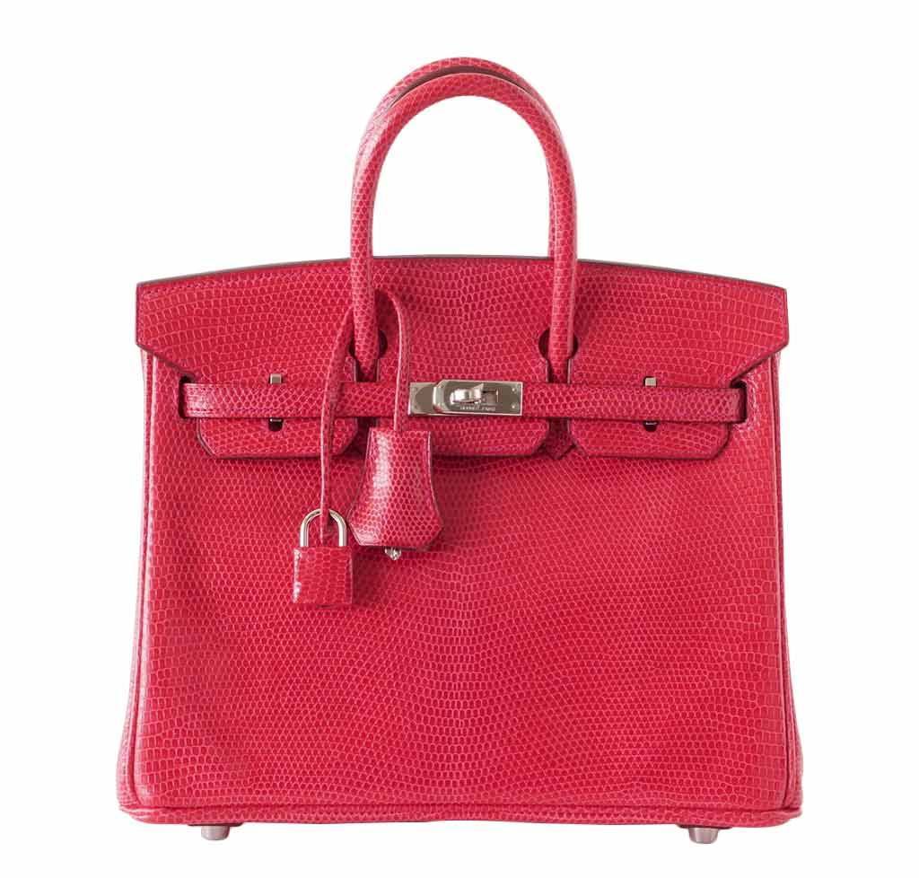 Hermes Birkin 25 Rouge Exotic Lizard Palladium Hardware