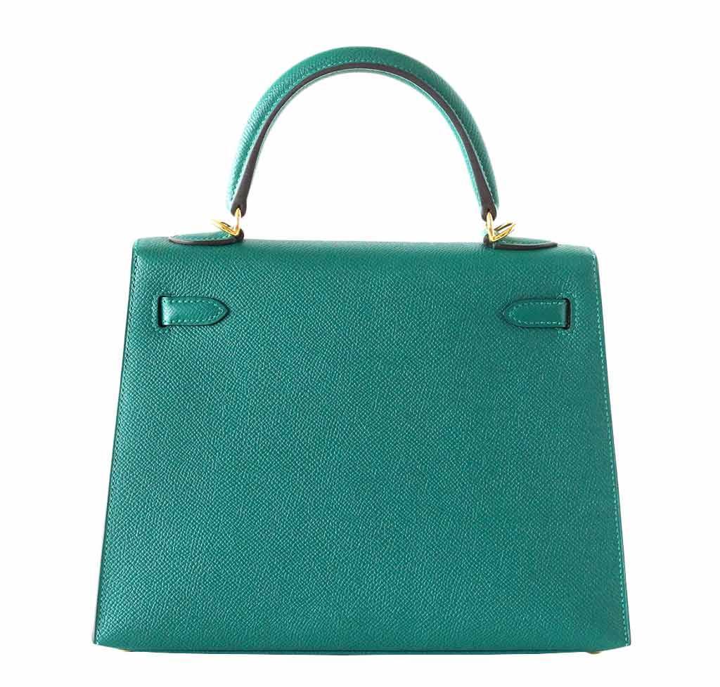 Hermes Kelly Sellier 28 Malachite Epsom Leather Gold Hardware