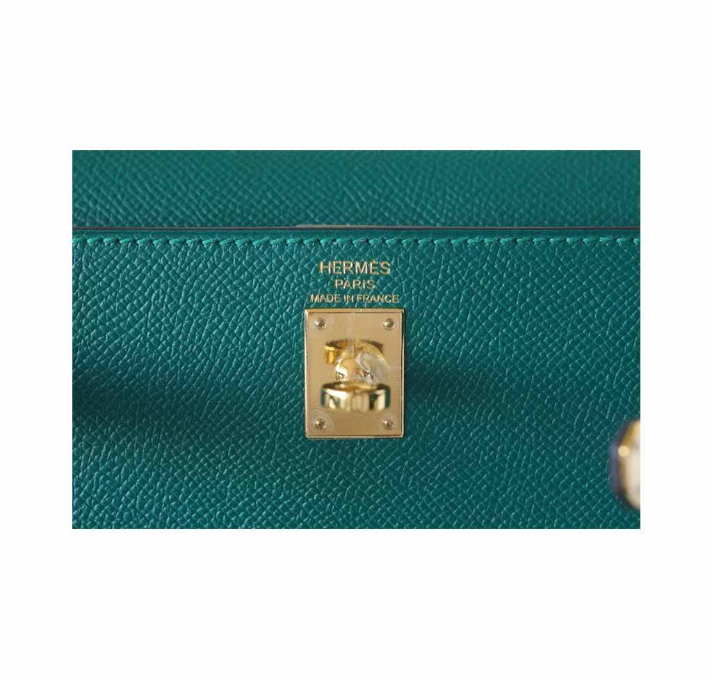 Hermes Kelly Sellier 28 Malachite Epsom Leather Gold Hardware