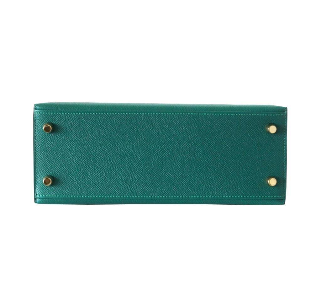 Hermes Kelly Sellier 28 Malachite Epsom Leather Gold Hardware