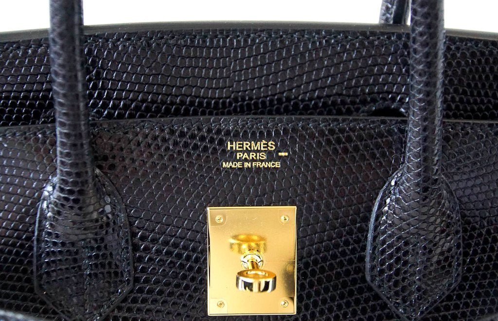 Hermès Birkin 30 Bag Noir Lizard GHW