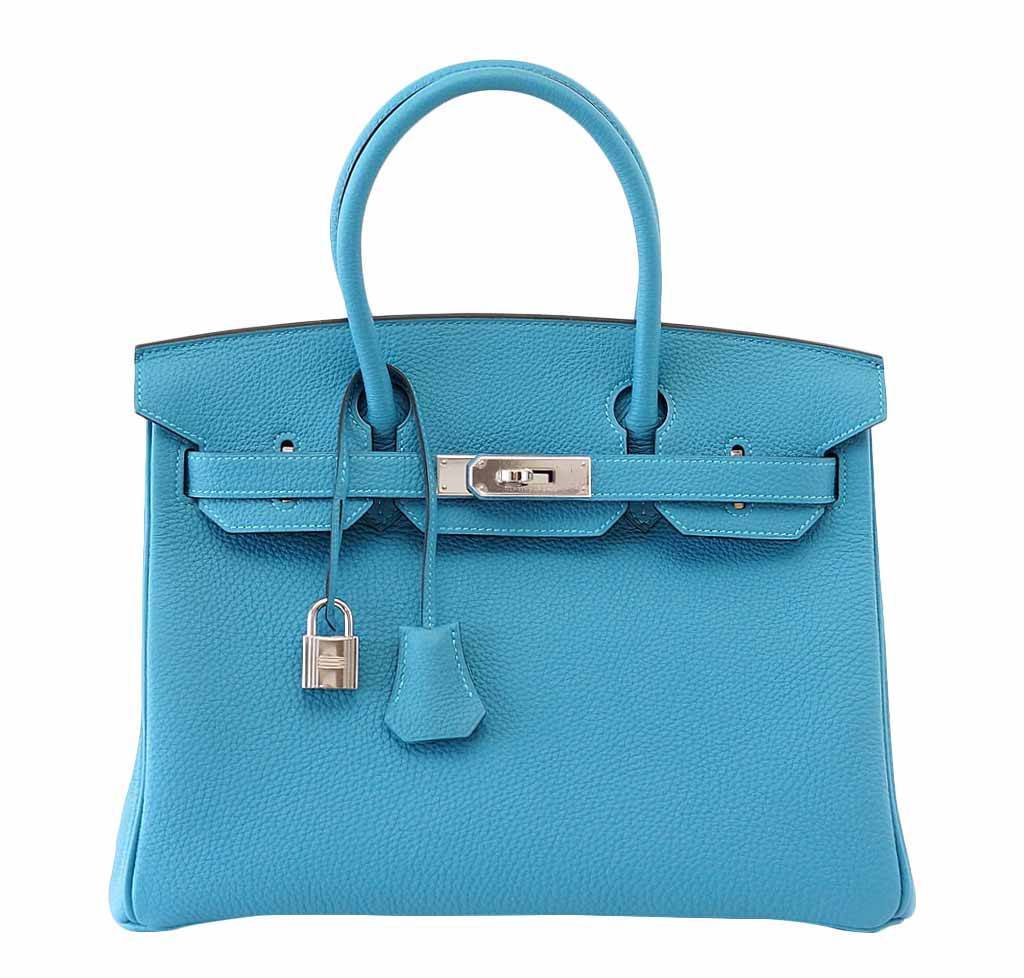 Hermes Birkin 30 Turquoise Togo Leather Palladium Hardware
