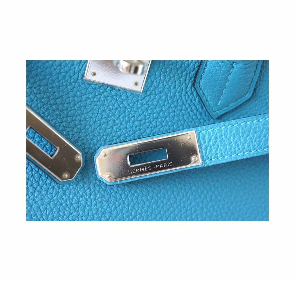 Hermes Birkin 30 Turquoise Togo Leather Palladium Hardware