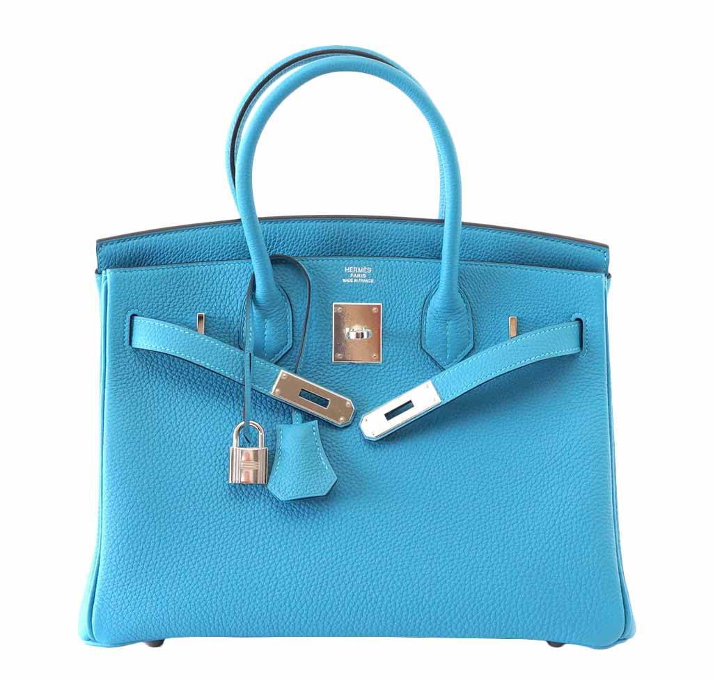 Hermes Birkin 30 Turquoise Togo Leather Palladium Hardware