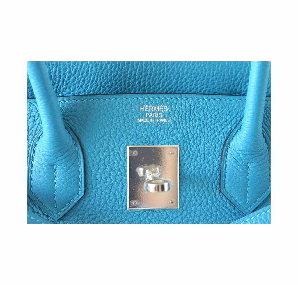 Hermes Birkin 30 Turquoise Togo Leather Palladium Hardware
