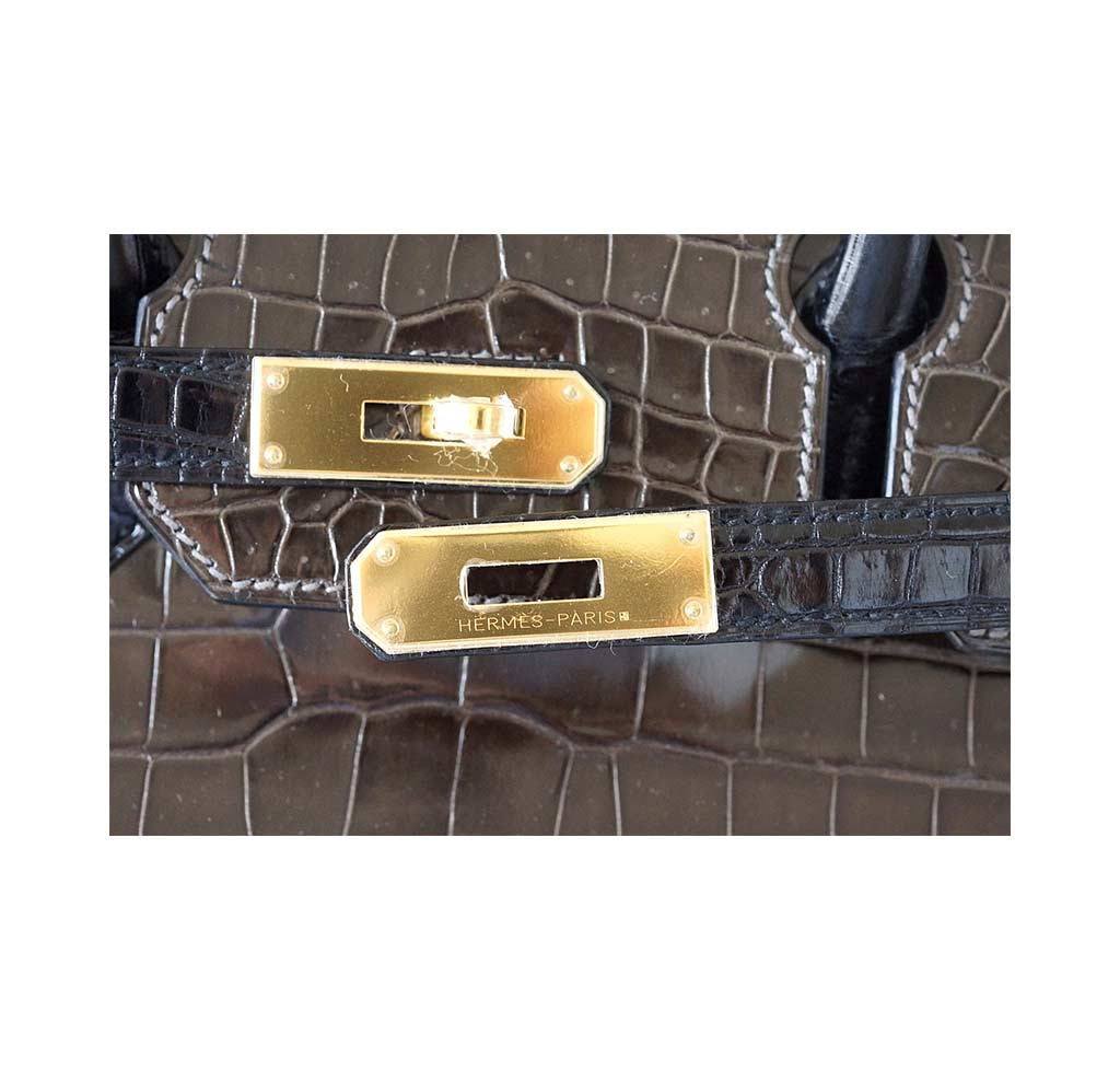 Hermes Birkin 35 Bi-Color Porosus Crocodile Special Order Gold Hardware