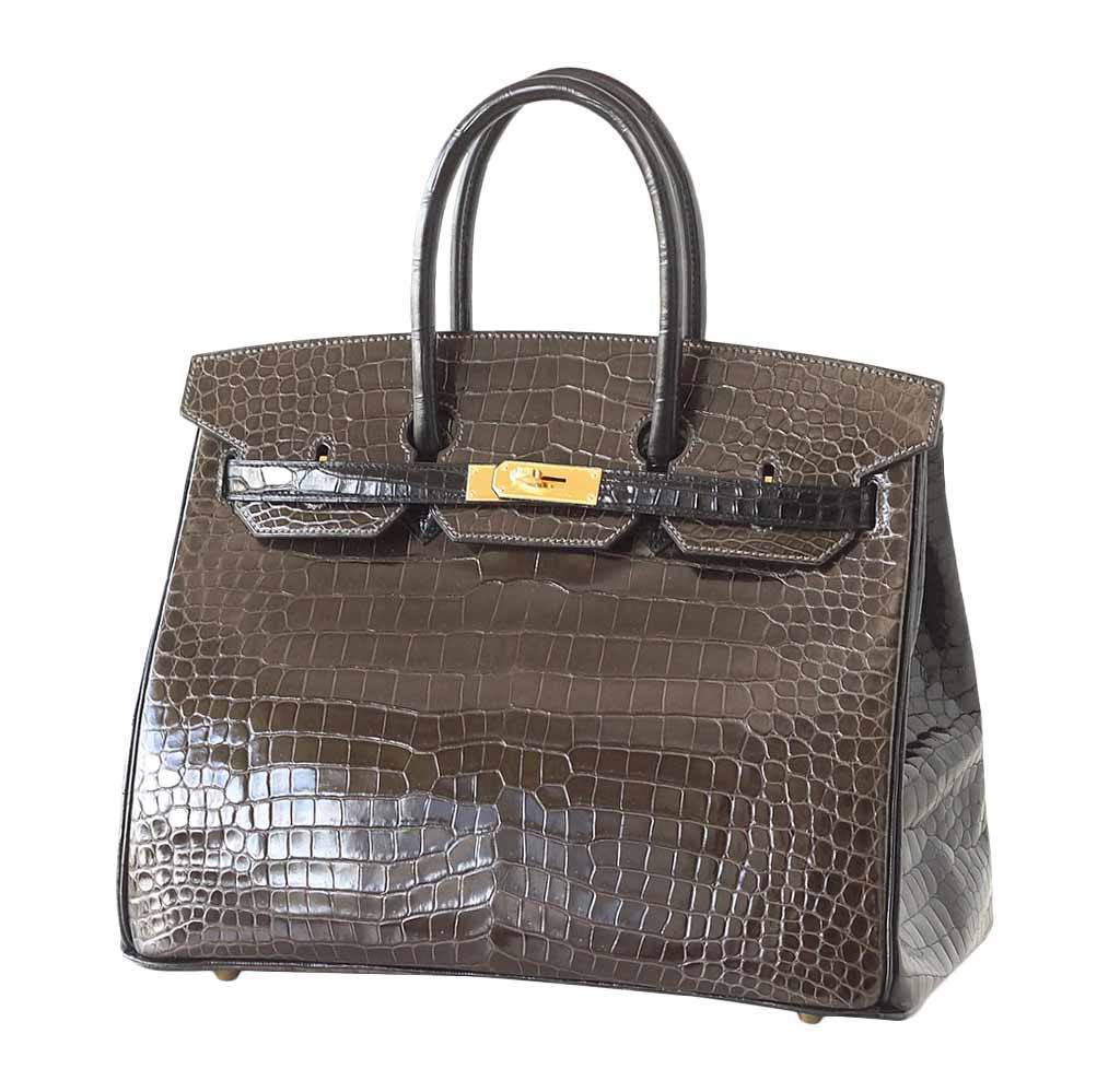 Hermes Birkin 35 Bi-Color Porosus Crocodile Special Order Gold Hardware
