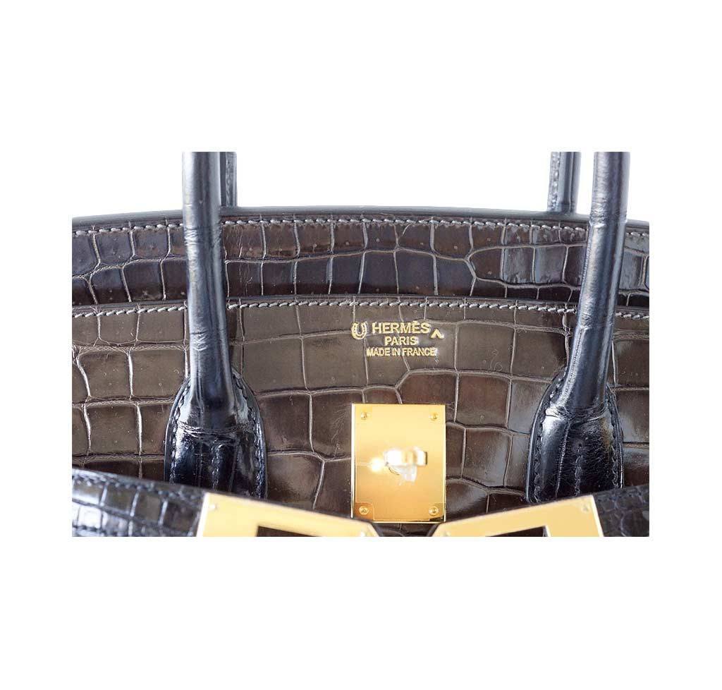 Hermes Birkin 35 Bi-Color Porosus Crocodile Special Order Gold Hardware