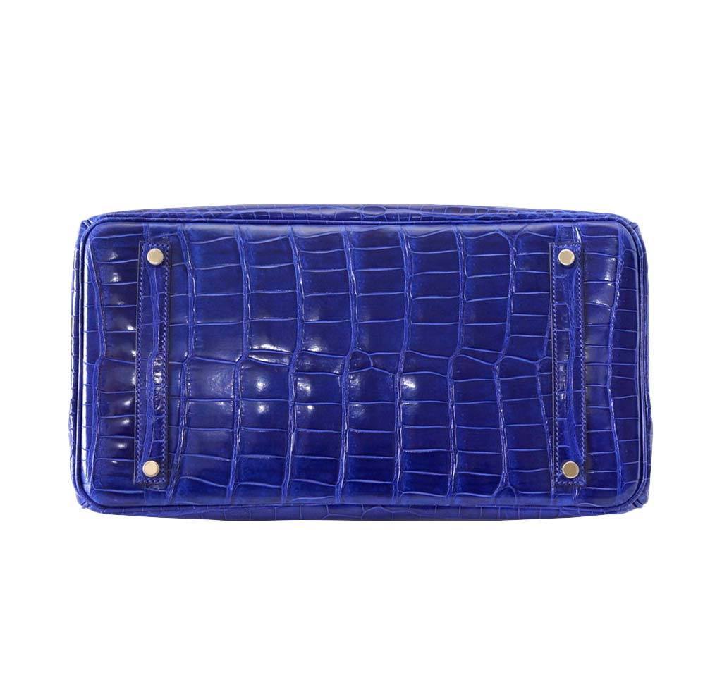 Hermes Birkin 35 Bleu Electrique Porosus Crocodile Palladium Hardware