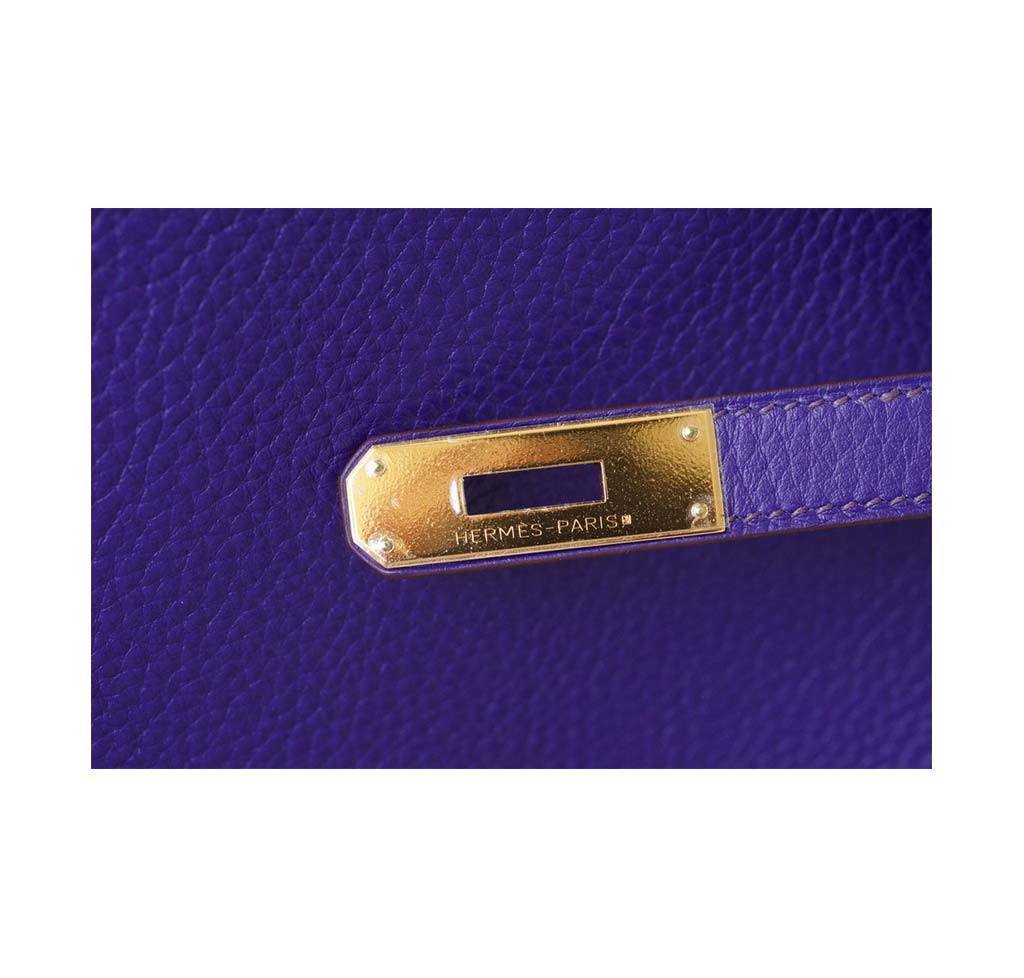 Hermes Birkin 35 Iris Rose de Bois Special Order Horseshoe Clemence Leather Gold Hardware