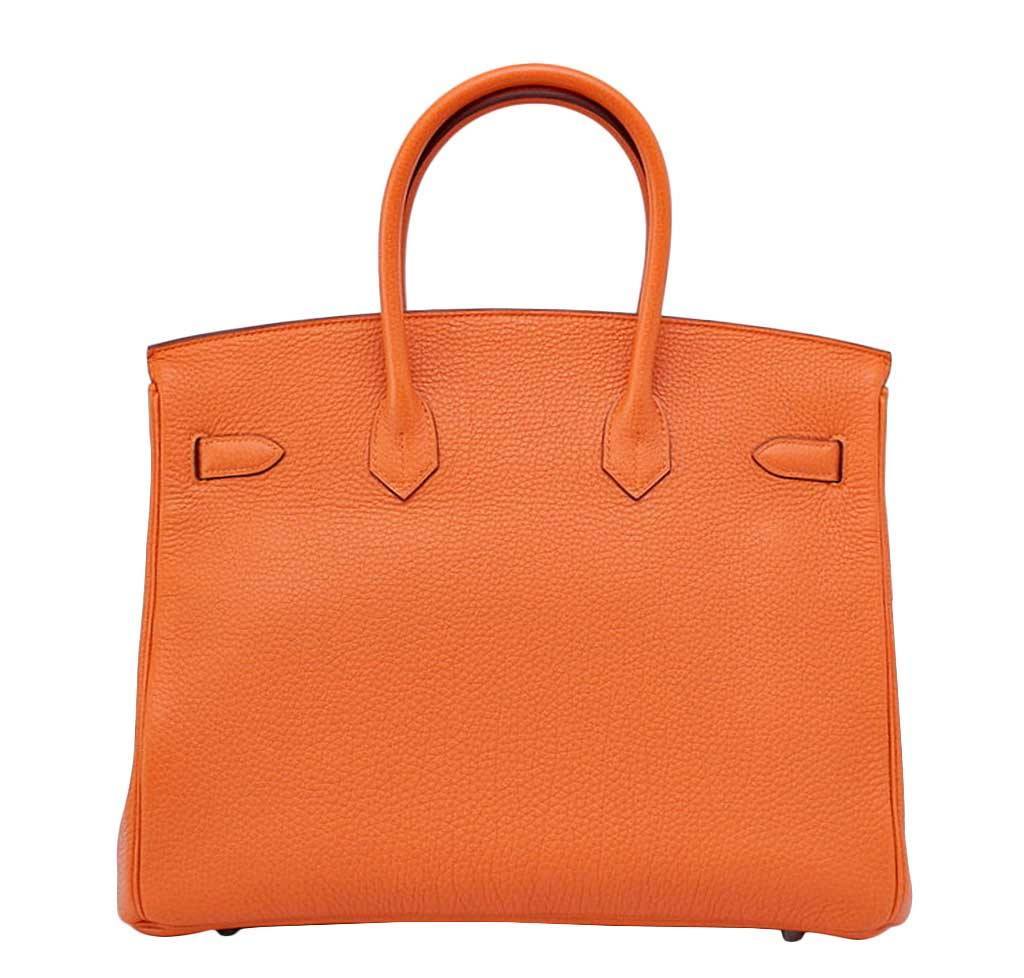Hermes Birkin 35 Orange Togo Leather Palladium Hardware