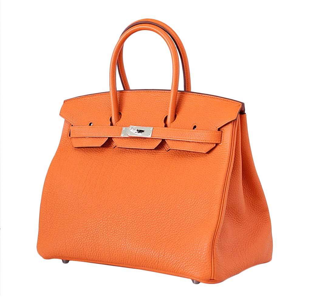 Hermes Birkin 35 Orange Togo Leather Palladium Hardware