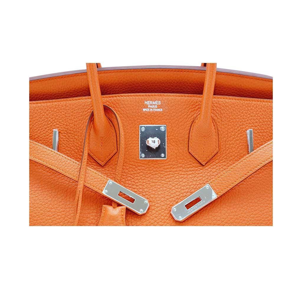 Hermes Birkin 35 Orange Togo Leather Palladium Hardware