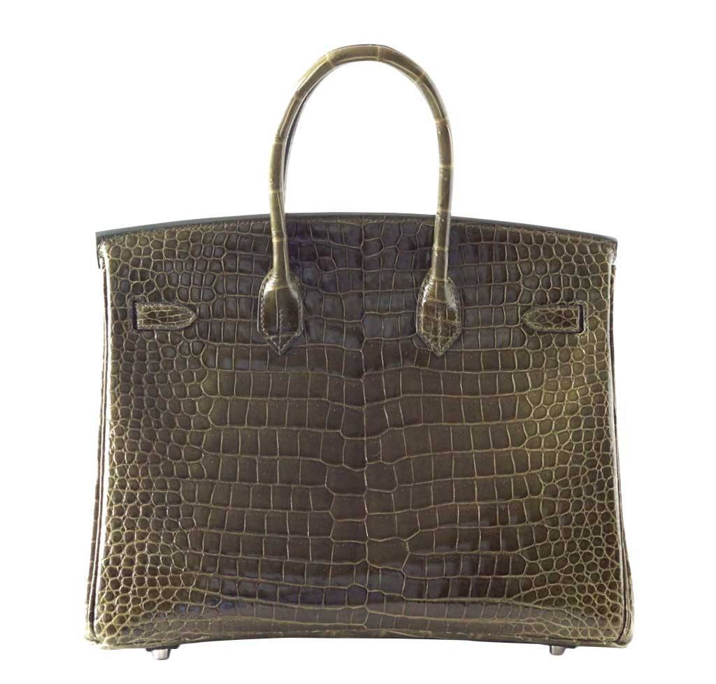 Hermes Birkin 35 Vert Veronese Porosus Crocodile Palladium Hardware