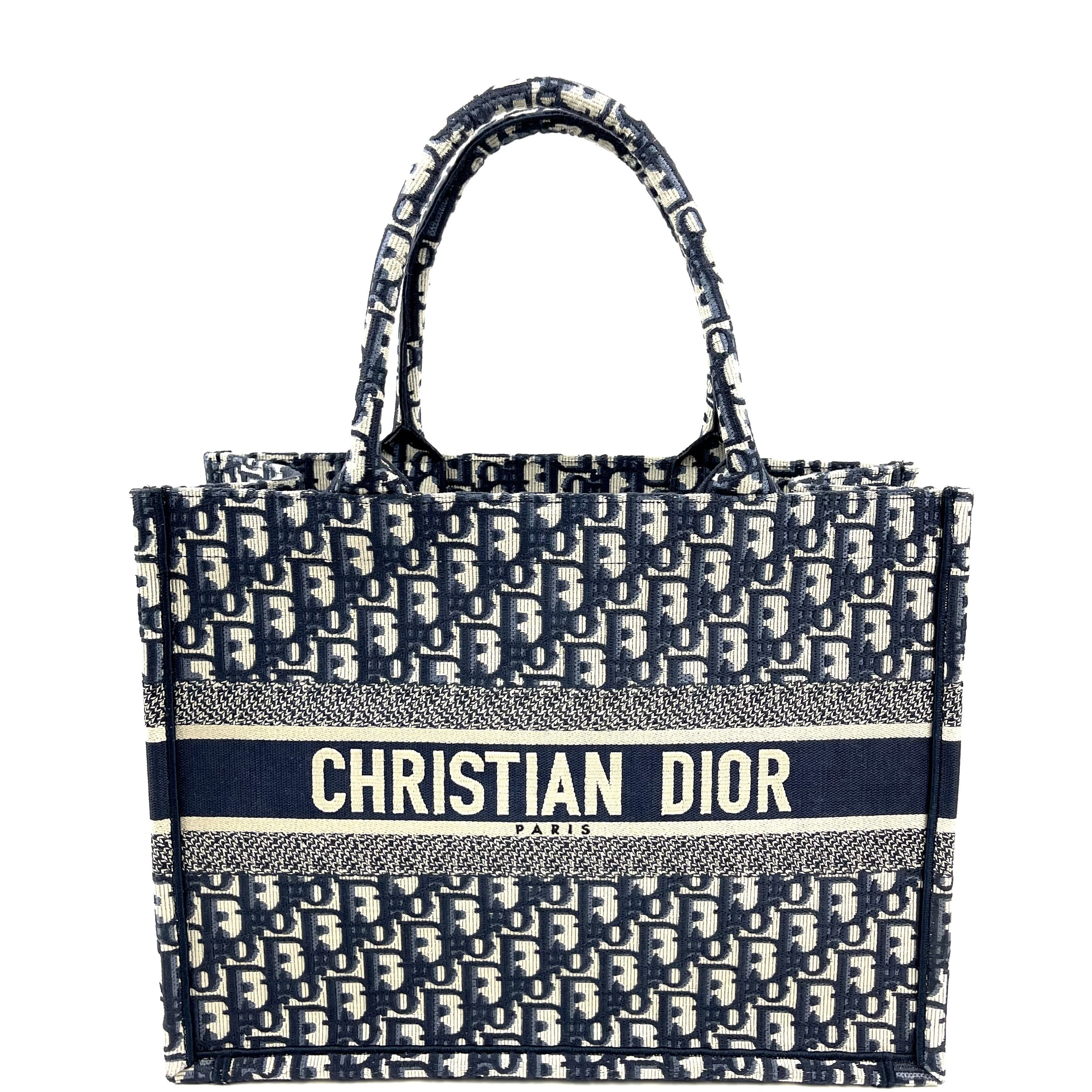 Christian Dior Small Book Tote Oblique Canvas Black/White