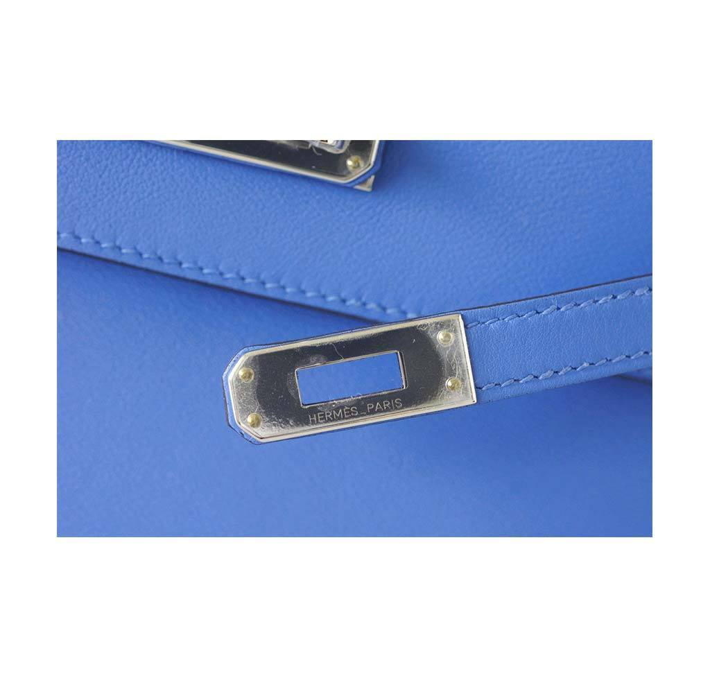 Hermes JPG Kelly Pochette Blue Paradise Swift Leather Palladium Hardware