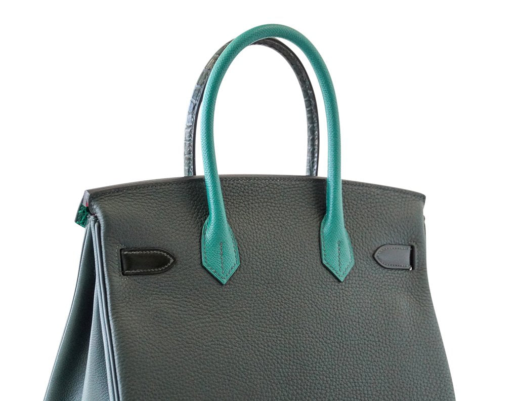 Hermes Birkin 30 Patchwork Vert Multi-Material Palladium Hardware Limited Edition