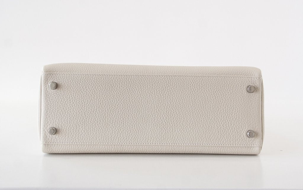 Hermes Kelly 32 Au Gallop Craie Togo Barenia Sombrero Leather Palladium Hardware