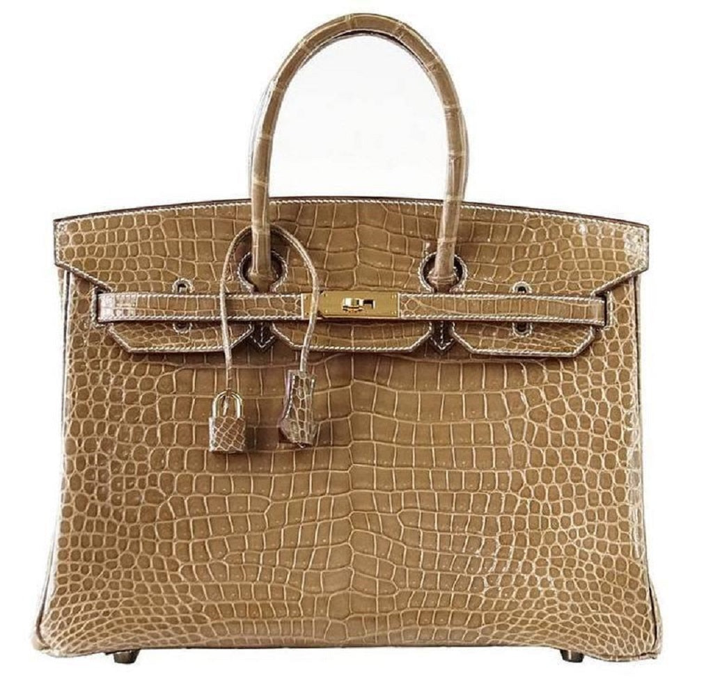 Hermes Birkin 35 Ficelle Porosus Crocodile Gold Hardware