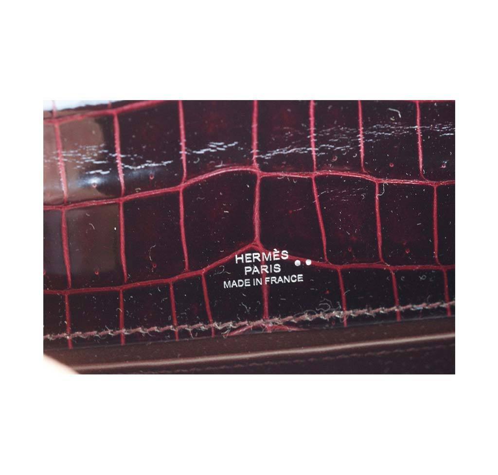 Hermes JPG Kelly Pochette Bordeaux Niloticus Crocodile Palladium Hardware