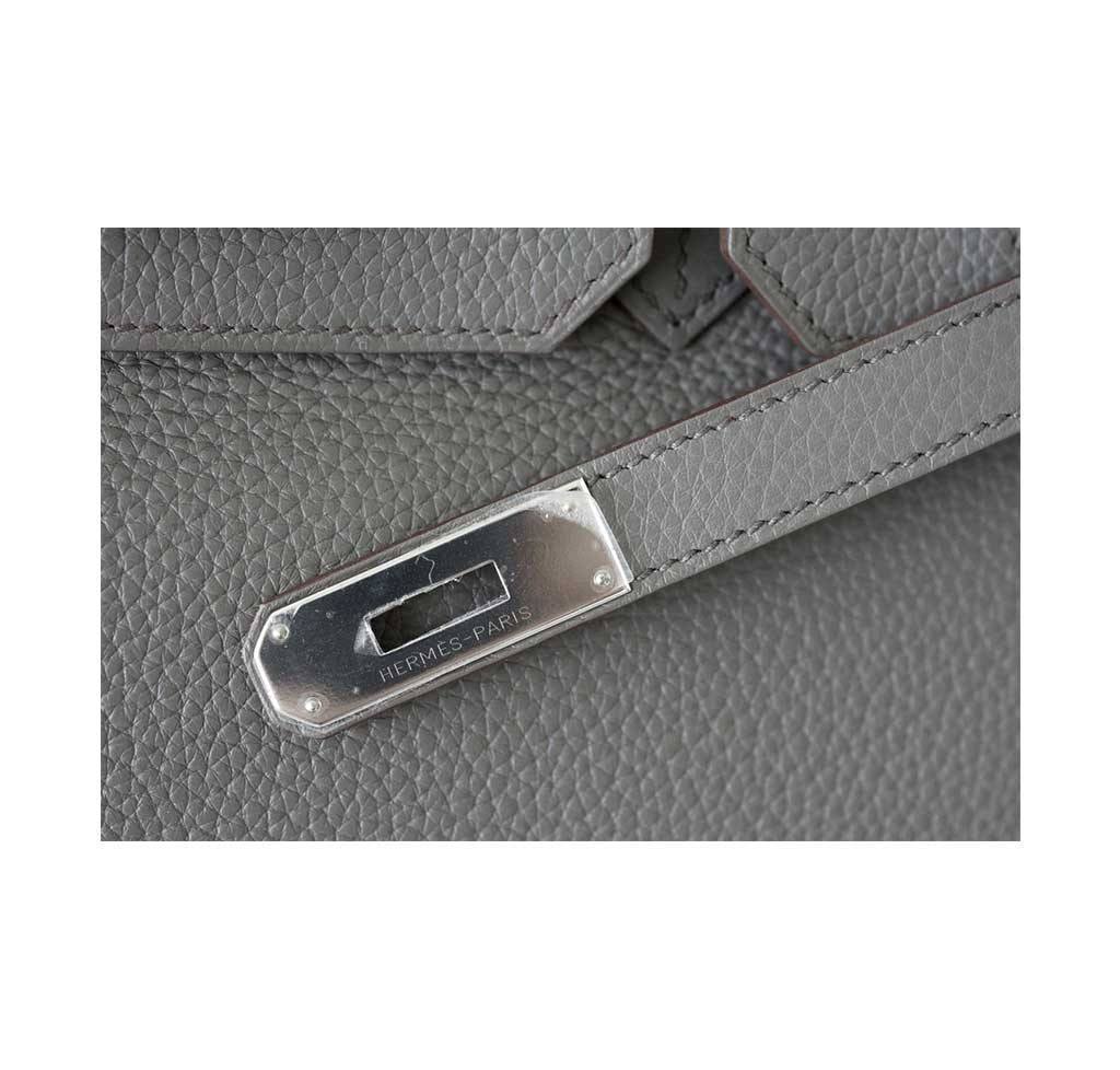 Hermes Birkin 35 Etain Clemence Leather Palladium Hardware