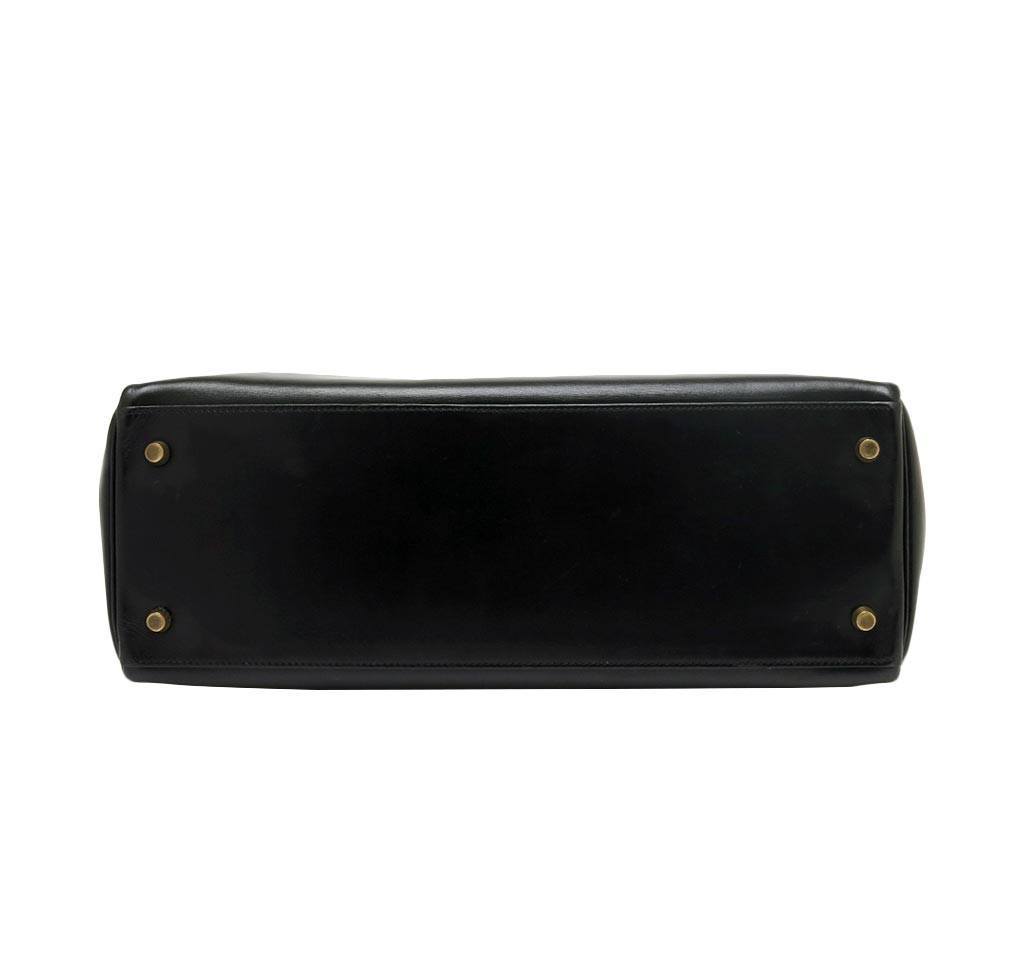 Hermes Kelly 35 Black Box Calf Leather Gold Hardware
