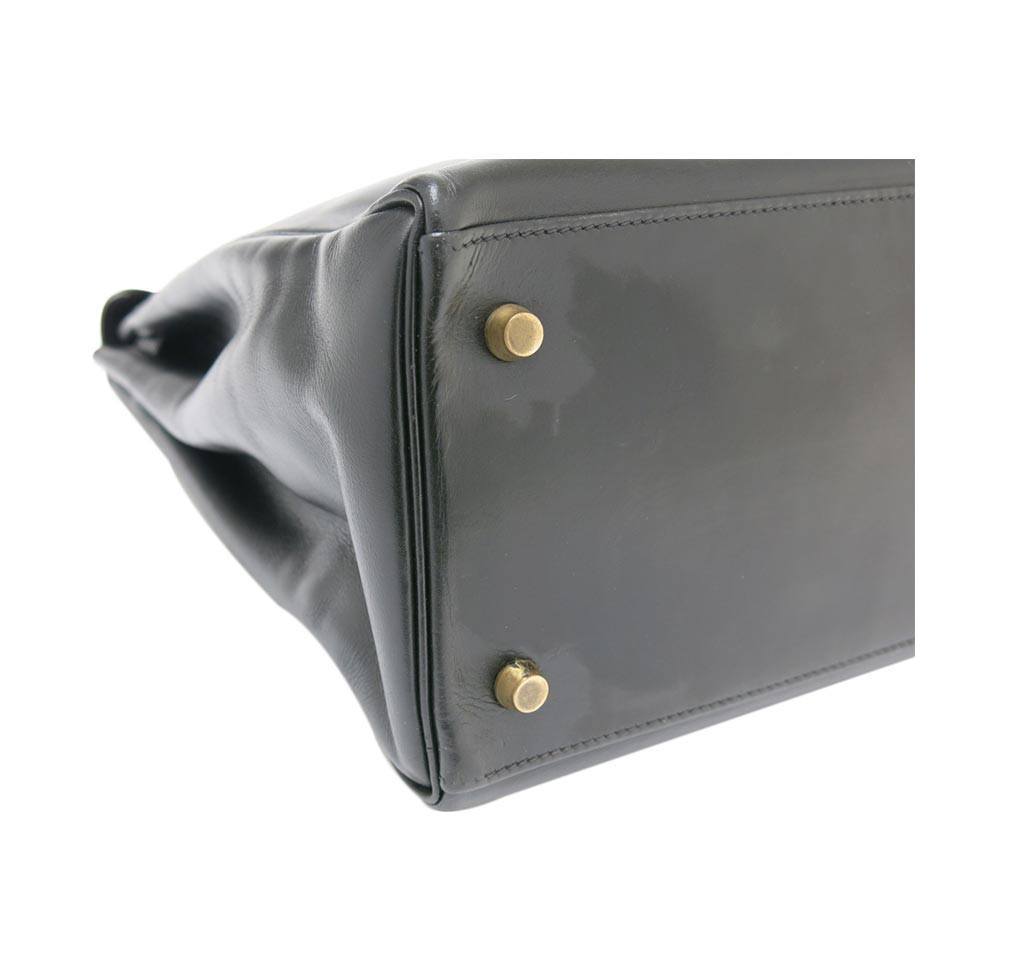 Hermes Kelly 35 Black Box Calf Leather Gold Hardware