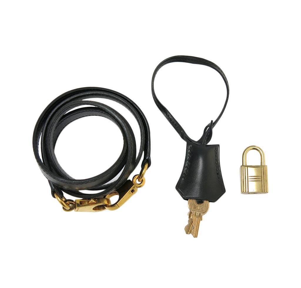 Hermes Kelly 35 Black Box Calf Leather Gold Hardware