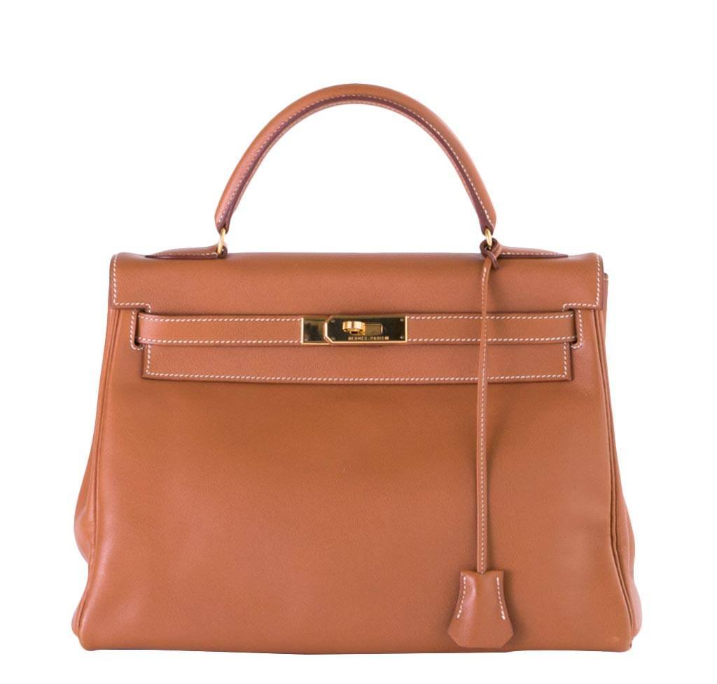Hermes Kelly 32 Gold Gulliver Leather Gold Hardware