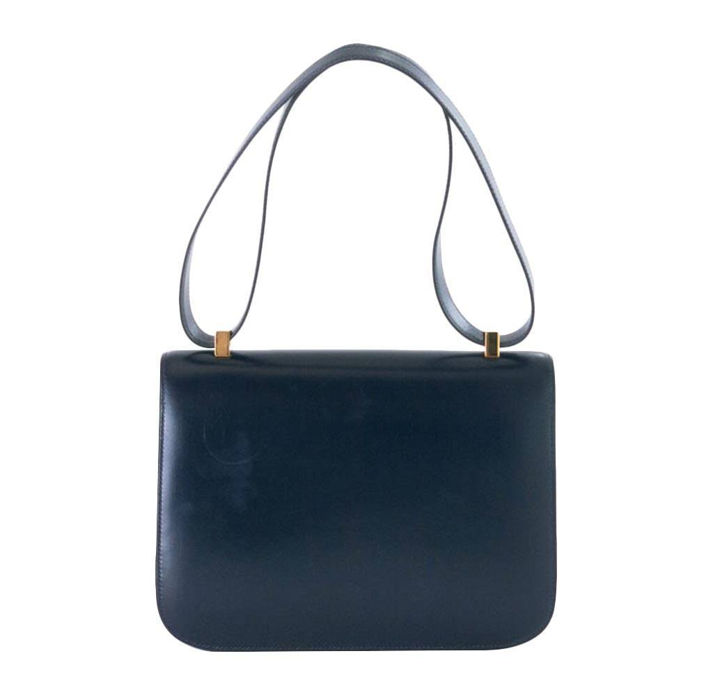 Hermes Constance 23 Navy Box Calf Leather Gold Hardware