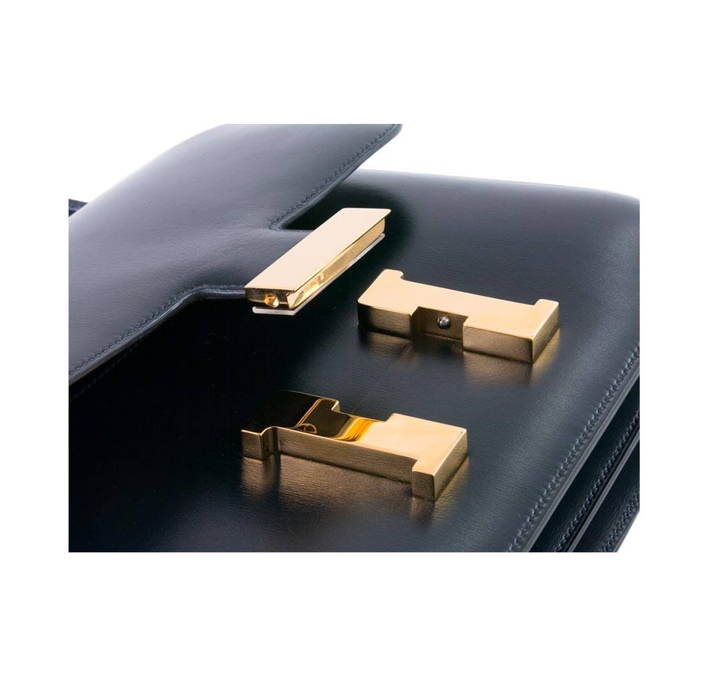 Hermes Constance 23 Navy Box Calf Leather Gold Hardware