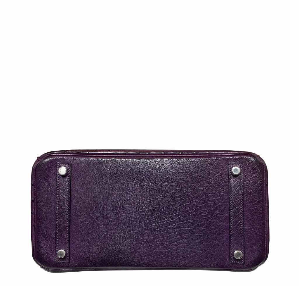 Hermes Birkin 30 Raisin Ostrich Leather Palladium Hardware