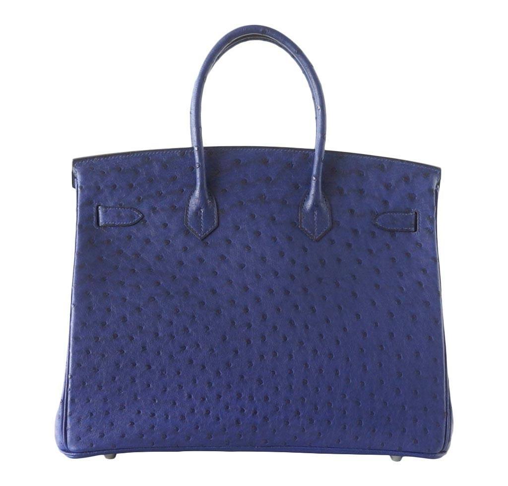 Hermes Birkin 35 Blue Iris Ostrich Palladium Hardware